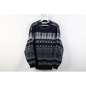 Vintage 90s Streetwear Womens Size XL Abstract Geometric Knit Crewneck Sweater